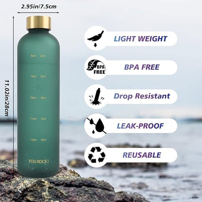32oz Water Bottles with Times to Drink, Motivational Water Bottle with Time Marker, BPA Free Reusable Water Bottle with Hydrating Reminder for Gym Fitness Workout Travel