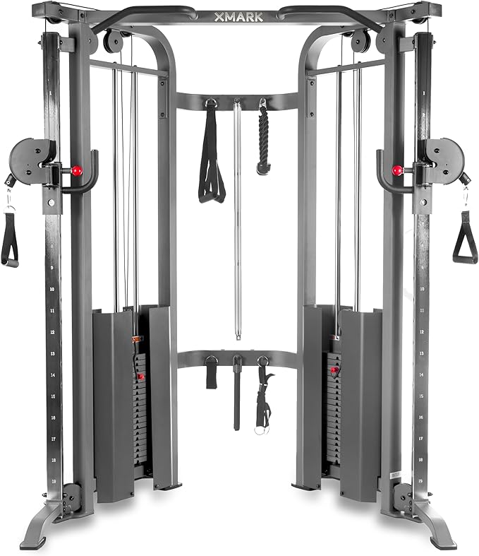 XMARK Functional Trainer Cable Machine, Dual Weight Stack Cable Pulley Machine for Strength Training, Commercial and Home Gyms, and Rehab Facilities