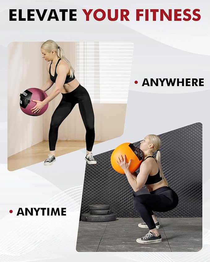 Mikolo Medicine Ball, Wall Ball,Soft Medicine Ball Set,Slam Ball for Core Training, Strength Workouts -Multi-Weight 10lbs 20lbs Exercise Balls for Home Gym, Functional Fitness (10/15/20/25LB)