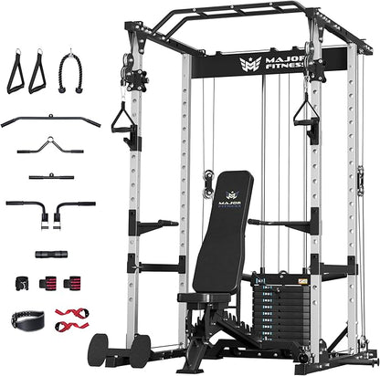 MAJOR FITNESS Drone1 Power Cage - Multi-Function Power Rack for Home Gym, Squat Rack, Cable Crossover System, for Strength Training