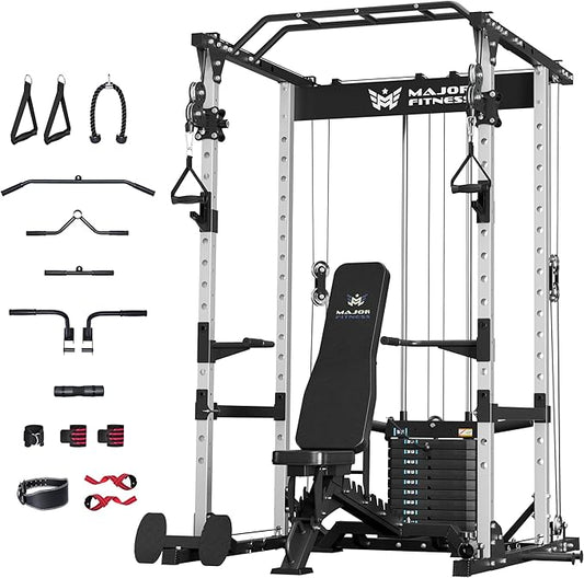 MAJOR FITNESS Drone1 Power Cage - Multi-Function Power Rack for Home Gym, Squat Rack, Cable Crossover System, for Strength Training
