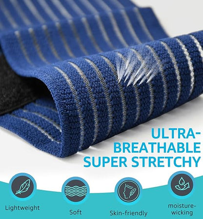 Compression Wrist Bands (2 PCS), High-Elastic Straps Wrist Wraps Wrist Brace for Sports Weightlifting Tennis Basketball Tendonitis Carpal Tunnel Arthritis - Breathable Fabric (Navy Blue)