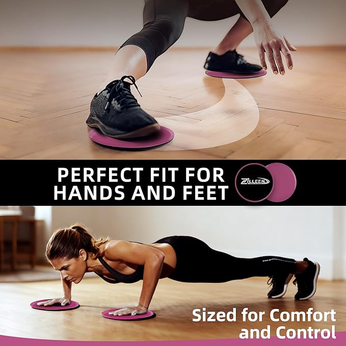 ZILLEEN Exercise Sliders for Working Out Fitness Discs for Pilates Women Men, 2 Pack