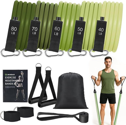 Exercise Resistance Bands with Handles for Working Out, 150/200/250/300 Lbs Workout Bands Set with Door Anchor for Physical Therapy, Yoga, Pilates