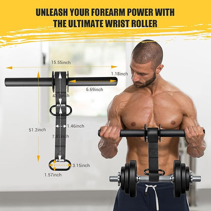 Forearm Strengthener and Wrist Roller, 43.3 in Or 51.2 in Ultra-Strong Nylon Webbing Wrist & Forearm Blaster with Quick Locking Mechanism, Durable Anti-Slip Grip Handles for Forearm Strength Training