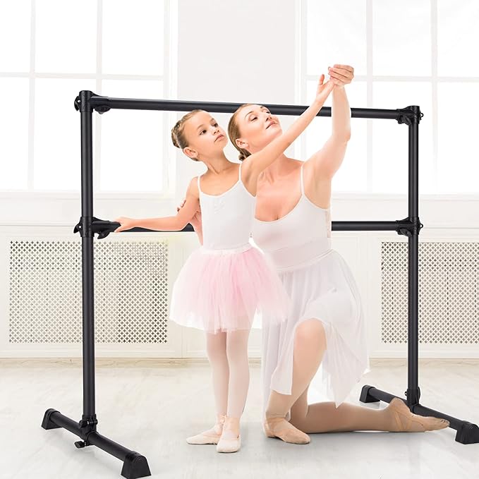 Goplus 4 FT Height Adjustable Ballet Bar, Double Portable Ballet Barre, Freestanding Dance Bar, Fitness Exercise Equipment for Home Gym School, Barre Bar for Kids & Adults