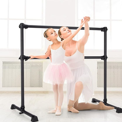 Goplus 4 FT Height Adjustable Ballet Bar, Double Portable Ballet Barre, Freestanding Dance Bar, Fitness Exercise Equipment for Home Gym School, Barre Bar for Kids & Adults