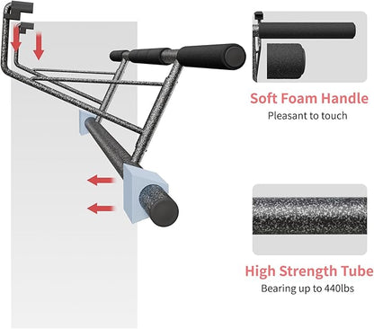 Pull Up Bar Doorway - No Screws Fitness Chin-Up Frame for Home Gym Exercise Multi-Angle Grip - 2025 Folding Upgrade (Fits Almost All Doors)
