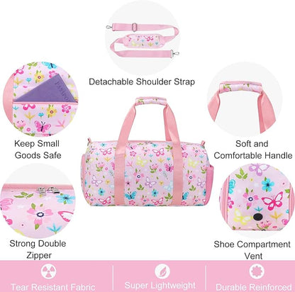 Gym Travel Duffle Bag for Girls - Gymnastics Sports Dance Bag with Shoe Compartment & Wet Pocket Starry Sky Kids Travel Bag Teens Weekender Sleepover Carry On Bag