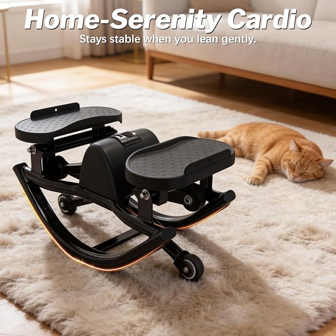 Rocking Stepper for Exercise at Home, 2026[New Vision] Motion Stair Stepper with Resistance Bands & Balance Board, Low-Impact Full Body Workout Equipment, Stable Structure Exercise Equipment