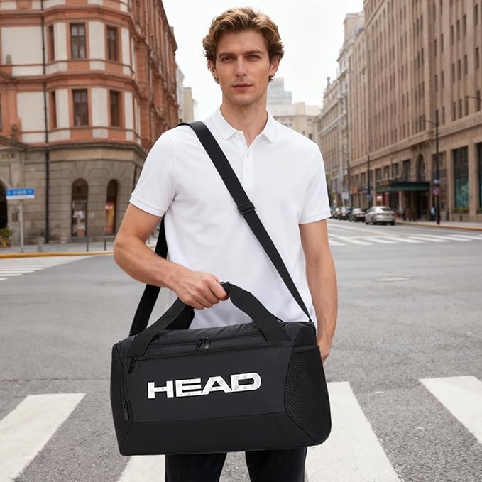 HEAD 45L Waterproof Gym Duffle Bag for Men, Large Capacity Sports Bag with Shoe Compartment & Dry Wet Pocket, Durable Crossbody Weekender Bag for Tennis, Workout, Fitness, Overnight Travel