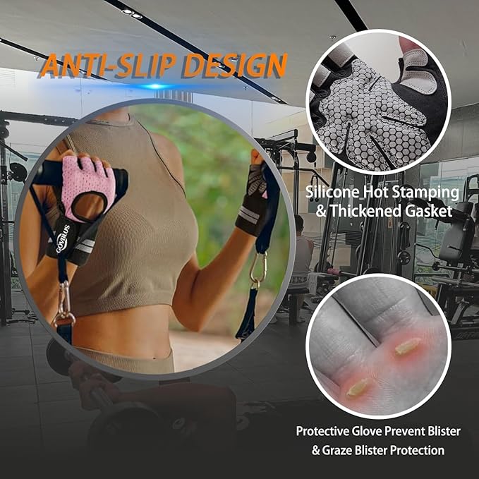 Workout Gloves for Men and Women,Gym Gloves for Weight Lifting with Wrist Support,Exercise,Rock Climbing, Biking,Training,Fitness,Pull up,Fingerless, Breathable and Snug fit