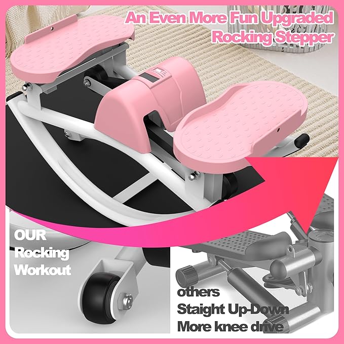 Rocking Stepper for Exercise at Home, 2026[New Vision] Motion Stair Stepper with Resistance Bands & Balance Board, Low-Impact Full Body Workout Equipment, Stable Structure Exercise Equipment