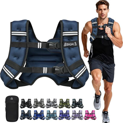 BAGAIL Comfort-Fit Weighted Vest for Woman, Even Weight Distribution, Faster Weight Loss, No-Chafe or Bounce for Walking & Running with Detachable Phone Pouch & Reflective Stripes (Available 5-30lbs)