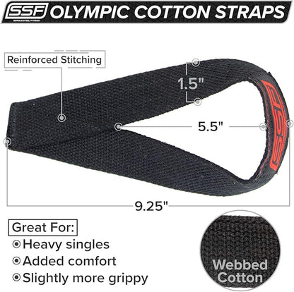 Serious Steel Fitness 1.5 to 1.75 inches wide Lifting Straps | Olympic Weightlifting Strap | Olympic Pulling Straps | Deadlift Strap | Axle Strap