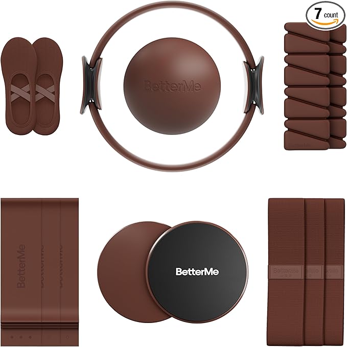 BetterMe Pilates Studio Kit – Pilates Ring, Pilates Ball, Resistance Bands & Sliders – Complete Pilates Equipment Set for Women – Home & Studio Pilates Workout Kit
