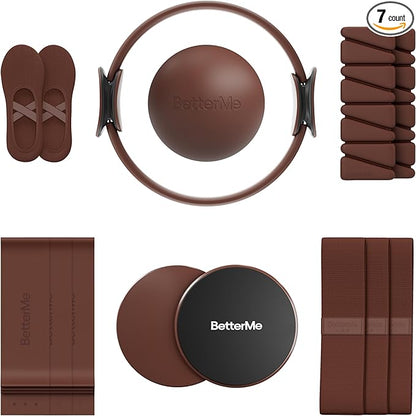 BetterMe Pilates Studio Kit – Pilates Ring, Pilates Ball, Resistance Bands & Sliders – Complete Pilates Equipment Set for Women – Home & Studio Pilates Workout Kit