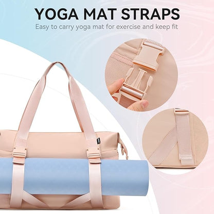 MAXTOP Women's Gym Yoga Duffle Bag with Shoe Pouch,Multi-Purpose Overnight Travel Bag for Gym,Work, Dance, Sports
