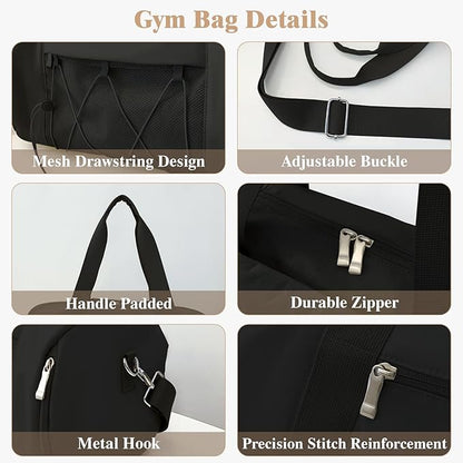 Small Gym Bag for Women, Travel Duffle Bag Carry On Weekender Bag with Shoe Compartment Overnight Gym Tote Personal Item Bag for Men