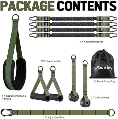 Adjustable Heavy Duty Pull Up Assistance Bands with Fabric Feet and Knee Rest - Pull Up Resistance Bands for Men, Women, and Seniors - Perfect for Dip and Resistance Strength Training Glamflex