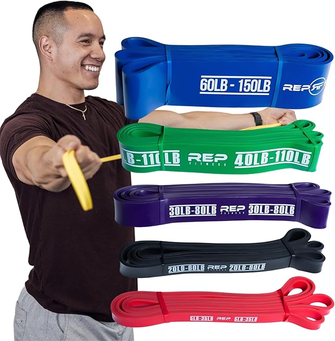Rep Fitness Pull-Up Bands Resistance Exercise Workout Equipment Set for Home Gym Training – Heavy Duty Stretch Band for Assisted Pullups, Strength Training, Physical Therapy, and Fitness Workouts