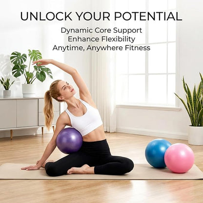 3 PCS Small Exercise Ball - 9 Inch Pilates Ball Small Yoga Ball for Stability, Physical Therapy, Fitness, Core Strength and Stretching at Home Gym Office with Inflation Straw