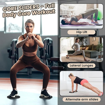 Pilates Essentials Kit for Home Workouts Women, Black Pilates Equipment Set with 9 Inch Yoga Ball, Pilates Slider, Resistance Band, yoga straps for stretching, Pilates Ring and Ball Set for Beginners