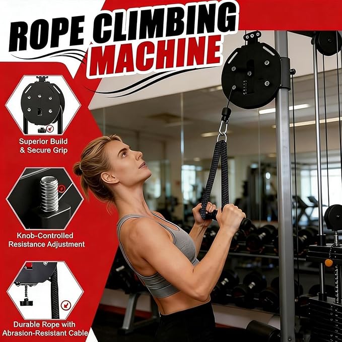 Cable Pulley System for Home Gym, 4m/13.12 Endless Rope Trainer with Adjustable Resistance for Full Body Workout, Pulley System Gym, Compact Home Gym Equipment for Arms, Back, Core Training