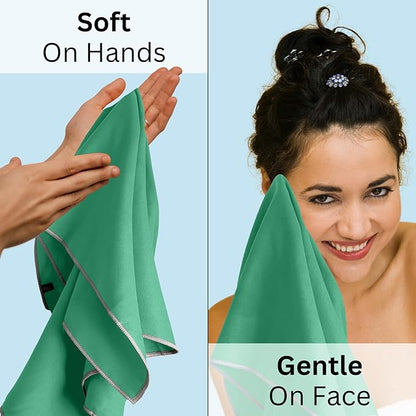 Backpacking Ultralight Quick Dry Microfiber Soft Fast Drying Hand and Face Towel Wash Cloth Camping Yoga Hiking Active Lifestyle Small (Green, Medium)