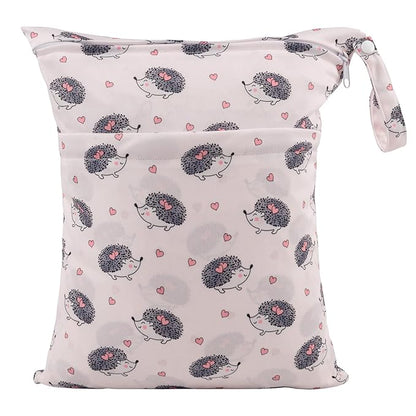 ALVABABY 2pcs Cloth Diaper Wet Dry Bags Waterproof Reusable with Two Zippered Pockets Travel Beach Pool Daycare Soiled Baby Items Yoga Gym Bag for Swimsuits or Wet Clothes LZD2324