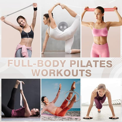 Set of 6 Style Pilates Home Equipment Set Pilates Essential Kit Workout Accessories 14 Magic Circle Mini Exercise Ball Yoga Strap Silicone Tension Strip Tension Band Sliding Plate