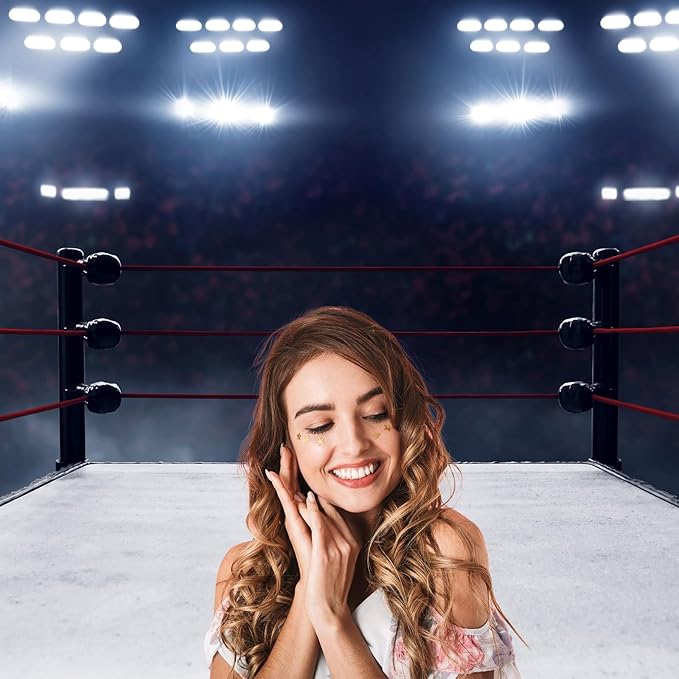 Boxing Ring Backdrop Boxing Arena with Stadium Light MMA Photography Backgrounds Boxing Theme Party Decorations Wrestling Arena Backdrops Man Boys Portrait Photo Studio Banner Props 20x10ft