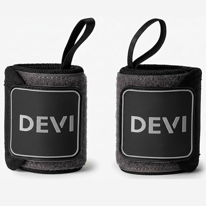 Wrist Wraps for Weightlifting 18" with Thumb Loop- Professional Quality, Best Wrist Support Wraps for Gym, Powerlifting Competition, Bodybuilding, Strength Training, Curls & Dips, Bench Press- Men and Women (Pair) DEVI