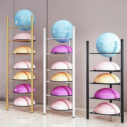 Balance Ball Half Rack, Iron Exercise Balls Holder for Home Gym, Floor Stand Balance Trainer Shelf