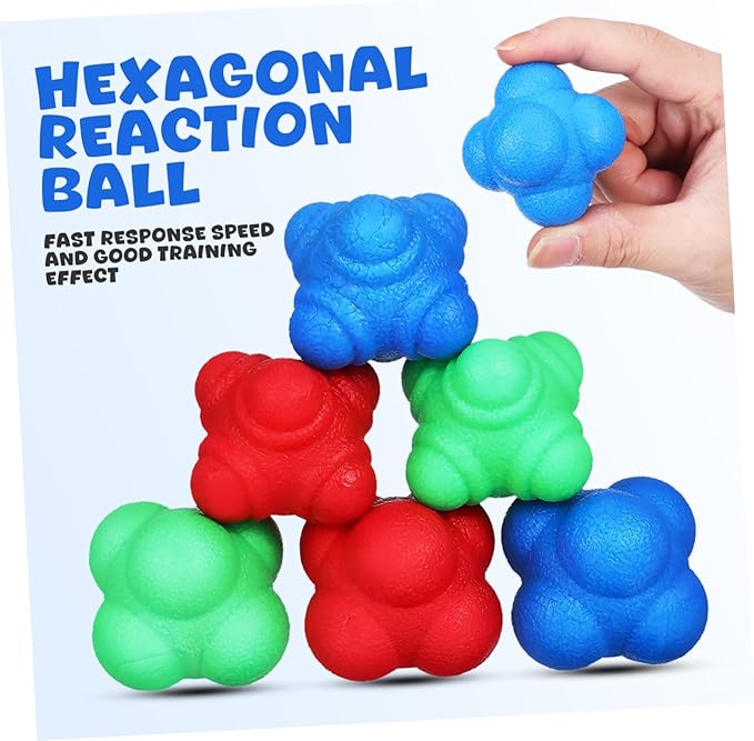 Fitness Reaction Balls 6 Pcs Hexagonal Bounce Reaction Balls Lightweight High Elasticity