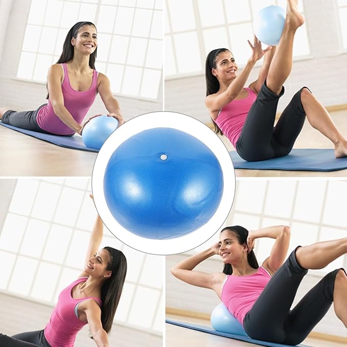 Small Pilates Ball 25cm Blue, Compact Yoga Exercise Ball for Home Workout Core Training, Reusable Gym Fitness Supply for Pilates and Physical Therapy