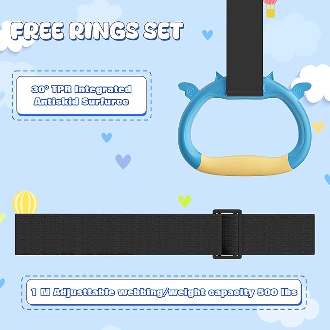 Safly Fun Foldable Gymnastics Bar for Kids, Adjustable 35"-51", Sturdy 145 lbs Capacity, Easy-to-Assemble, Gymnastics Equipment for Kids for Indoor/Outdoor Training