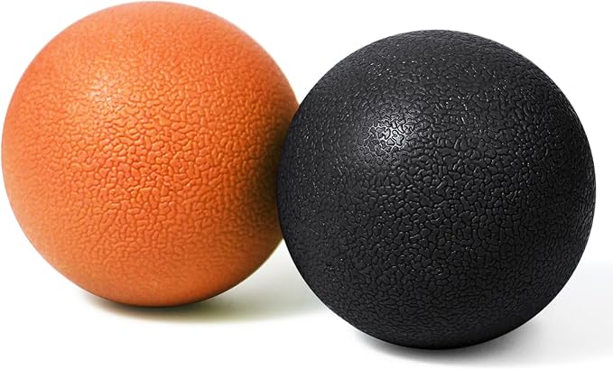 2-Pack Firm Lacrosse Massage Balls- for Deep Tissue, Trigger Point & Myofascial Release Therapy, Relieve Muscle Knots (Orange&Black)