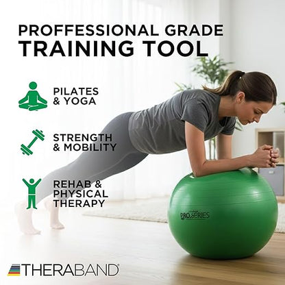 THERABAND Pro Series Exercise Ball, 26" Green Stability Trainer for 5'7"–6'1" Users, Anti-Burst Yoga & Pilates Ball, Balance & Core Trainer, For Athletes Fitness at Gym & Home