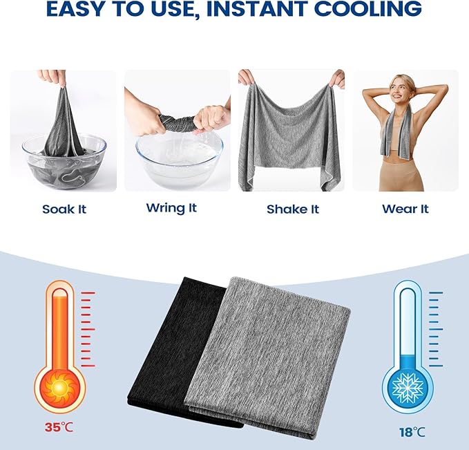 Cooling Towels (40"x12"), Breathable Gym Towels Cooling Towels for Neck and Face, Men & Women Workout Towel for Hot Weather, Sweat Towel for Gym Yoga, Camping, Fitness, Running, Traveling, 6 Pack
