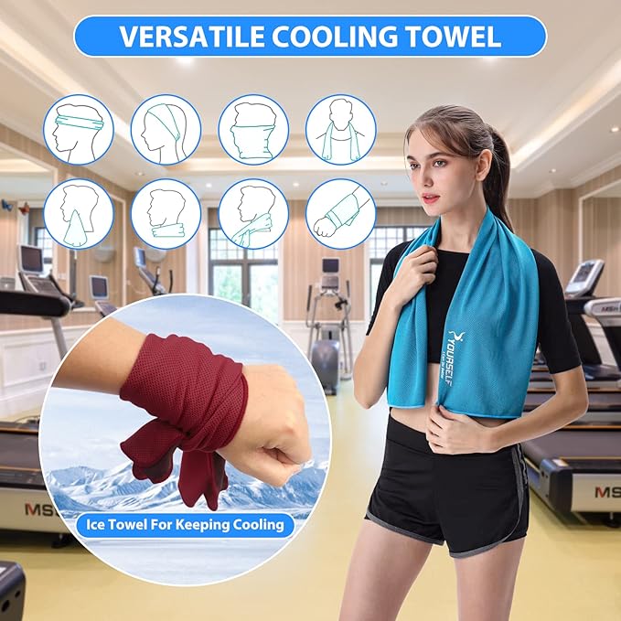 SYOURSELF Cooling Towel, Cooling Towels for Neck,40" x 12"Ice Towel for Instant Cooling Relief, Soft Breathable Chilly Towel, Perfect Yoga, Golf, Sports, Gym, Workout, Athletes Towel (1PC-Red)