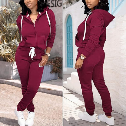 CLOCOR Track Suits for Women Set - Casual 2 Piece Outfits Sweatsuit Pocket Hoodies Long Sleeve with Patchwork Pants Set