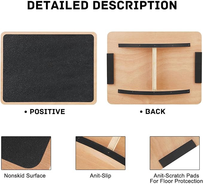 Rocker Board for Standing Desk Physical Anti Slip Ankle Stretching Core Training Wooden Balancing Board Fitness Balance Board, Genericy4vr8ubzg2
