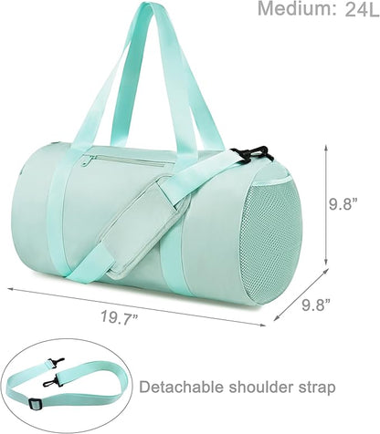 Small Gym Bag Duffel Bag for Women Men Fitness Sports Bag Workout Adjustable Detachable Shoulder Strap Lightweight Carry on Travel Duffle Bag (Green, 19" / Medium / 24L)