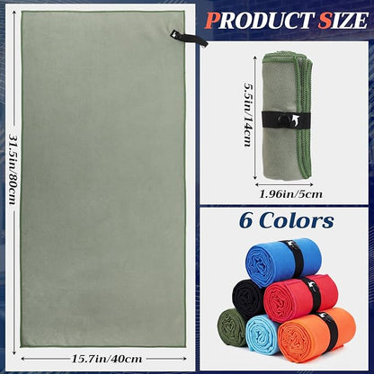 6 Pack Microfiber Gym Towels 31.5"x15.7" Quick Dry Highly Absorbing Sweat Workout Towel for Women Men Microfiber Yoga Sweat Rag for Fitness, Sports, Swimming, Tennis, Camping, 6 Colors