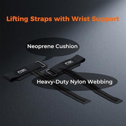 Weight-Lifting-Straps - Neoprene Padded Wrist Support with Nylon Dura Grip, Wrist Wraps for Weightlifting, Powerlifting, Deadlift & Strength Training