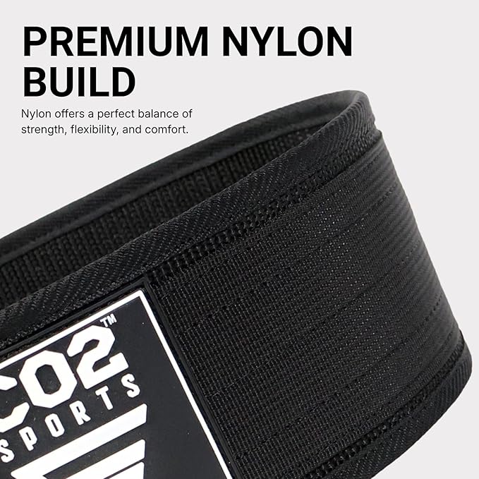Self-Locking Weight Lifting Belt for Men & Women – Premium Nylon Weightlifting Belt for Deadlift, Squat, Cross Training & Gym Workout – Adjustable Fitness Back Support Gym Belt
