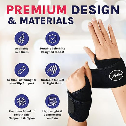 Doctor Developed Wrist Brace - Wrist wrap for Carpal Tunnel Arthritis,Tendonitis, Hand Support - Ideal for Fitness, Weightlifting - Handbook included (Black (Small- 1 Pack), Wrist Brace)