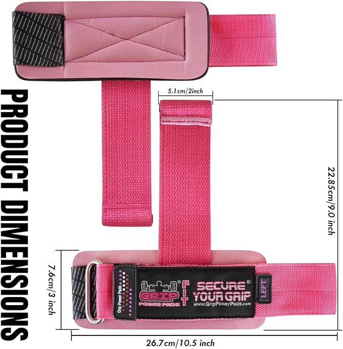 Gym Lifting Dowel Straps Neoprene Padded Wrist Wraps for Weight Training, Bodybuilding & Fitness – Wrist and Grip Support, 2 Pack (Jet Pink)