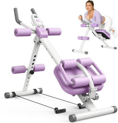 EPHESPORT Multifunctional Ab Machine, Crunch & Sit-Up Core Trainer for Stomach & Ab Workout, Adjustable & Foldable Exercise Equipment, Knee/Back Support, Full Body Workout for Home Gym